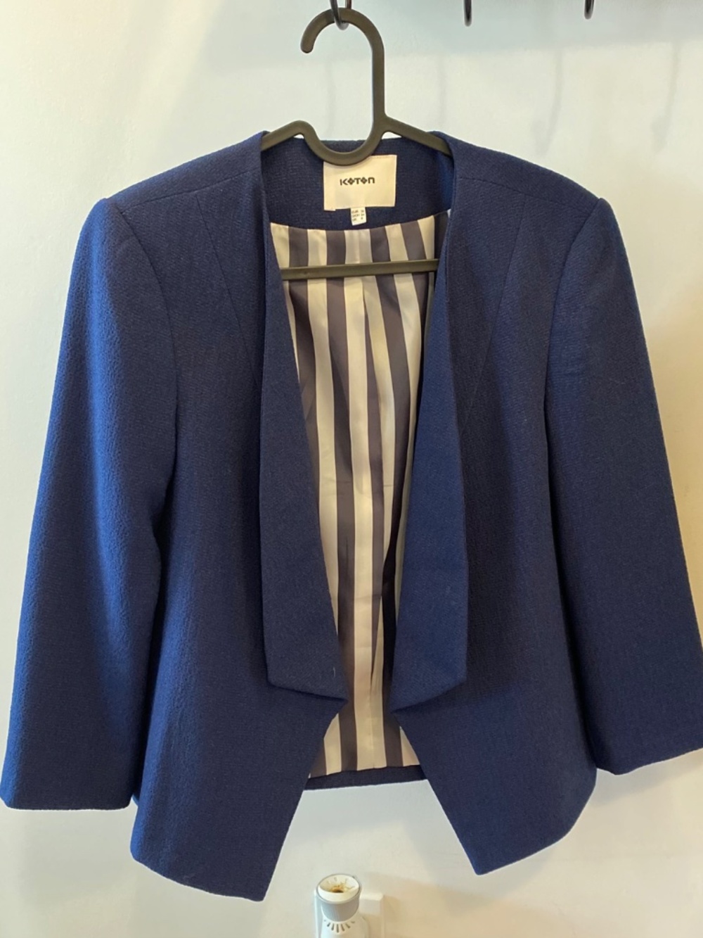 Koton Royal/Cobalt Blue Open Front Blazer Jacket Size 36
